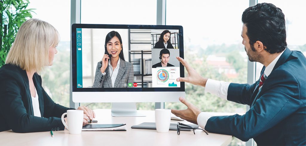 Coastal IT team connecting with clients over video chat